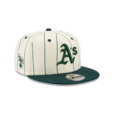 White Oakland Athletics Hat - New Era MLB Pinstripe 9FIFTY Snapback Caps USA5832614